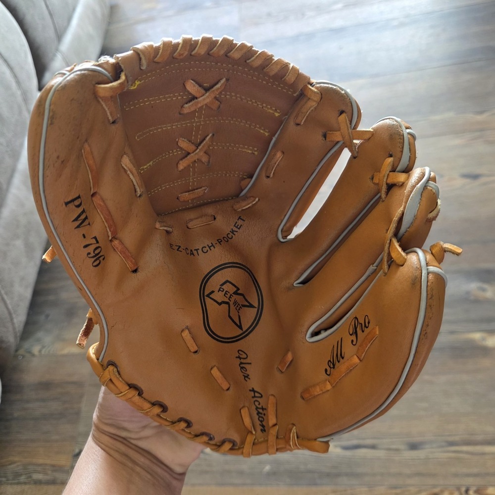 Vintage All Pro Pee Wee Baseball Glove PW-796 Tan Leather Youth RHT EZ-Catch